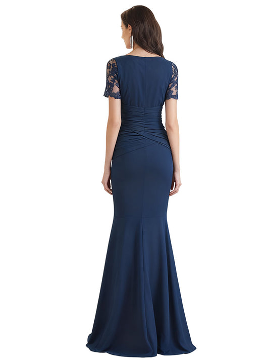 Lace V-neck Mother of The Bride Dresses Long Formal Evening Dresses Mermaid