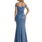 Shiny Mermaid Glitter Jersey Off The Shoulder Side Slit Maxi Formal Dresses For Women