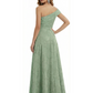 Elegant One Shoulder Floral Burnout Chiffon A-Line Formal Evening Dresses Side Slit