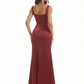 Sexy Straps Mermaid Side Slit Straps Square Silky Satin Long Formal Dresses