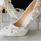 Women's Wedding Shoes Pearl Crystal High Heel Decorative Heel Bridal Shoes,H30