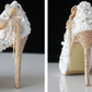 Women's Wedding Shoes Pearl Crystal High Heel Decorative Heel Bridal Shoes,H30