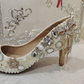 Women's Wedding Shoes Pearl Crystal High Heel Decorative Heel Bridal Shoes,H30