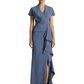 Ruffle Slit Mother of the Brides Dresses Floor Length Formal Gowns for Wedding