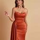 Elegant Soft Satin Sweetheart Strapless Side-Slit Mermaid Bridesmaid Dresses