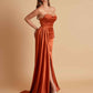 Elegant Soft Satin Sweetheart Strapless Side-Slit Mermaid Bridesmaid Dresses