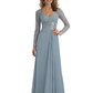 Chiffon A-Line Lace Mother of The Bride Dresses Long Formal Evening Dresses
