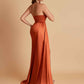Elegant Soft Satin Sweetheart Strapless Side-Slit Mermaid Bridesmaid Dresses