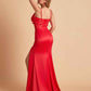 Sexy Satin V-neck Side Slit Mermaid Floor Length Bridesmaid Dresses