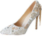 Women's Wedding Shoes Pearl Crystal High Heel Decorative Heel Bridal Shoes,H30
