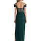 Shiny Mermaid Glitter Jersey Cold Shoulder Side Slit Long Formal Dresses For Women