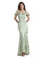 Beautiful Mermaid Cold Shoulder Floral Satin Maxi Floral Formal Dresses For Women