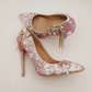 Women's Wedding Shoes Pearl Crystal High Heel Decorative Heel Bridal Shoes,H31