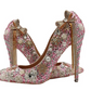 Women's Wedding Shoes Pearl Crystal High Heel Decorative Heel Bridal Shoes,H31