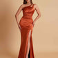 Sexy Soft Satin Mermaid One Shoulder Floor-Length Mermaid Bridesmaid Dresses