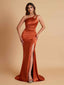 Sexy Soft Satin Mermaid One Shoulder Floor-Length Mermaid Bridesmaid Dresses