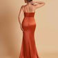 Sexy Soft Satin Mermaid One Shoulder Floor-Length Mermaid Bridesmaid Dresses