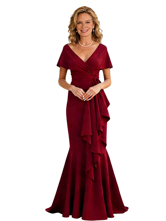 Satin Mermaid Mother of The Bride Dresses Long Formal Evening Dresses