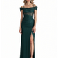 Shiny Mermaid Glitter Jersey Cold Shoulder Side Slit Long Formal Dresses For Women