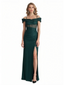 Shiny Mermaid Glitter Jersey Cold Shoulder Side Slit Long Formal Dresses For Women