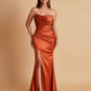 Sexy Soft Satin Mermaid Side Slit Floor-Length Mermaid Bridesmaid Dresses