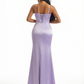 Elegant Spaghetti Straps V-Neck Boning Side Slit Mermaid Silky Satin Long Formal Dresses