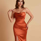 Sexy Soft Satin Mermaid Side Slit Floor-Length Mermaid Bridesmaid Dresses