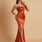 Sexy Soft Satin Mermaid Side Slit Floor-Length Mermaid Bridesmaid Dresses