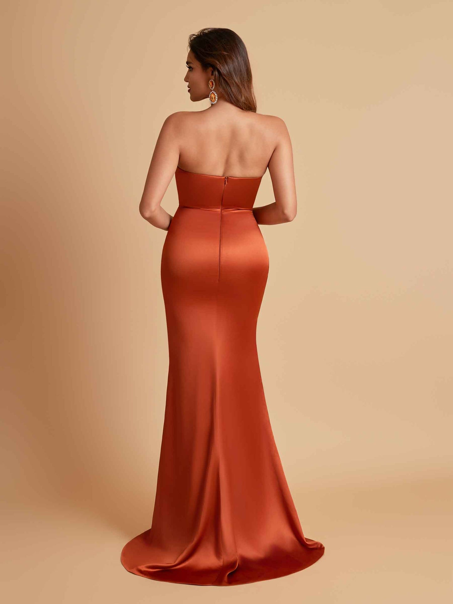Sexy Soft Satin Mermaid Side Slit Floor-Length Mermaid Bridesmaid Dresses