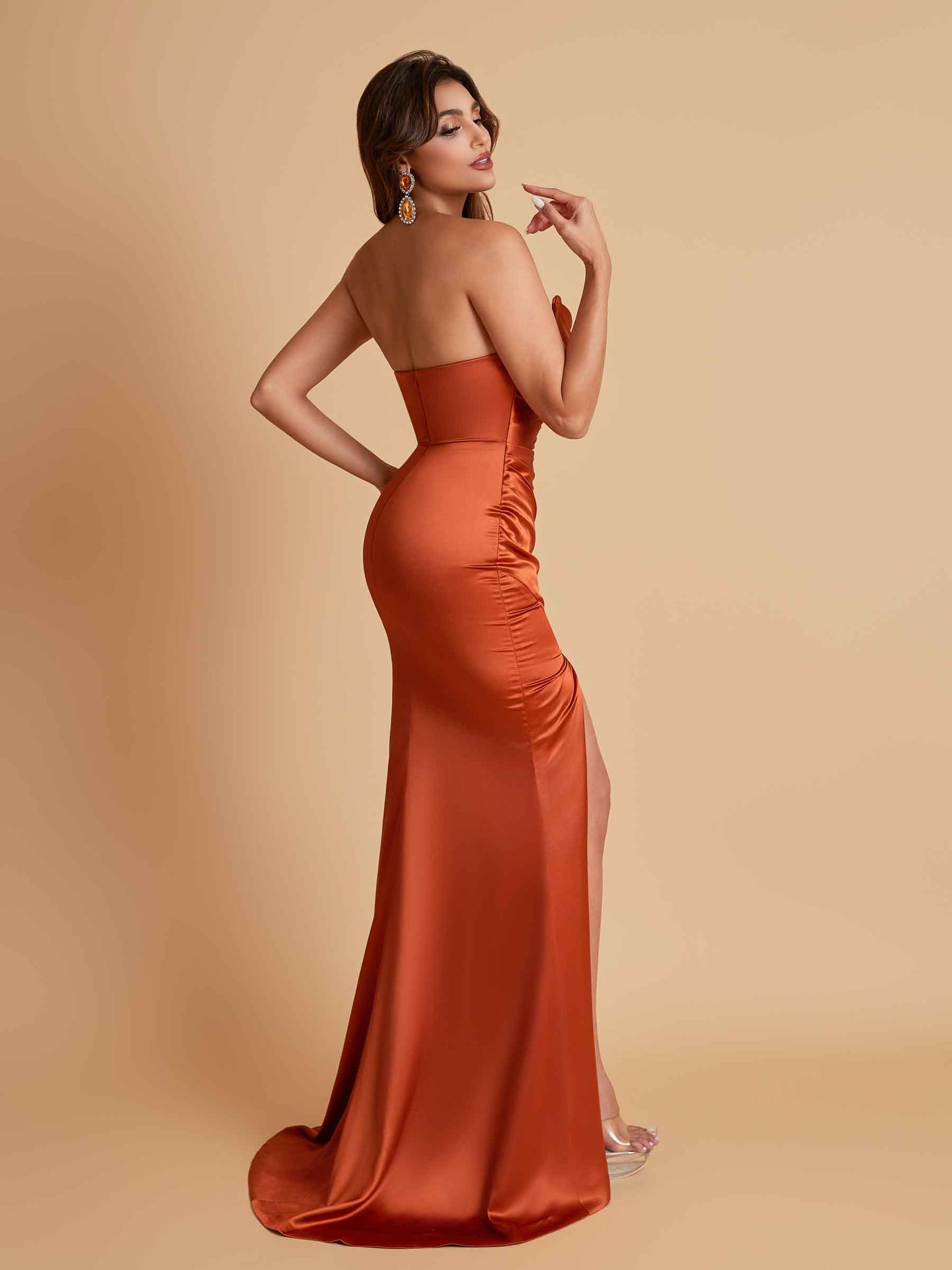 Sexy Soft Satin Mermaid Side Slit Floor-Length Mermaid Bridesmaid Dresses