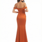 Off The Shoulder Ruched Satin Mermaid Long Evening Gown Dresses For Women Side Slit