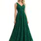 Elegant Spaghetti Straps Sleeveless V-Neck Floral Burnout Chiffon A-Line Formal Evening Dresses