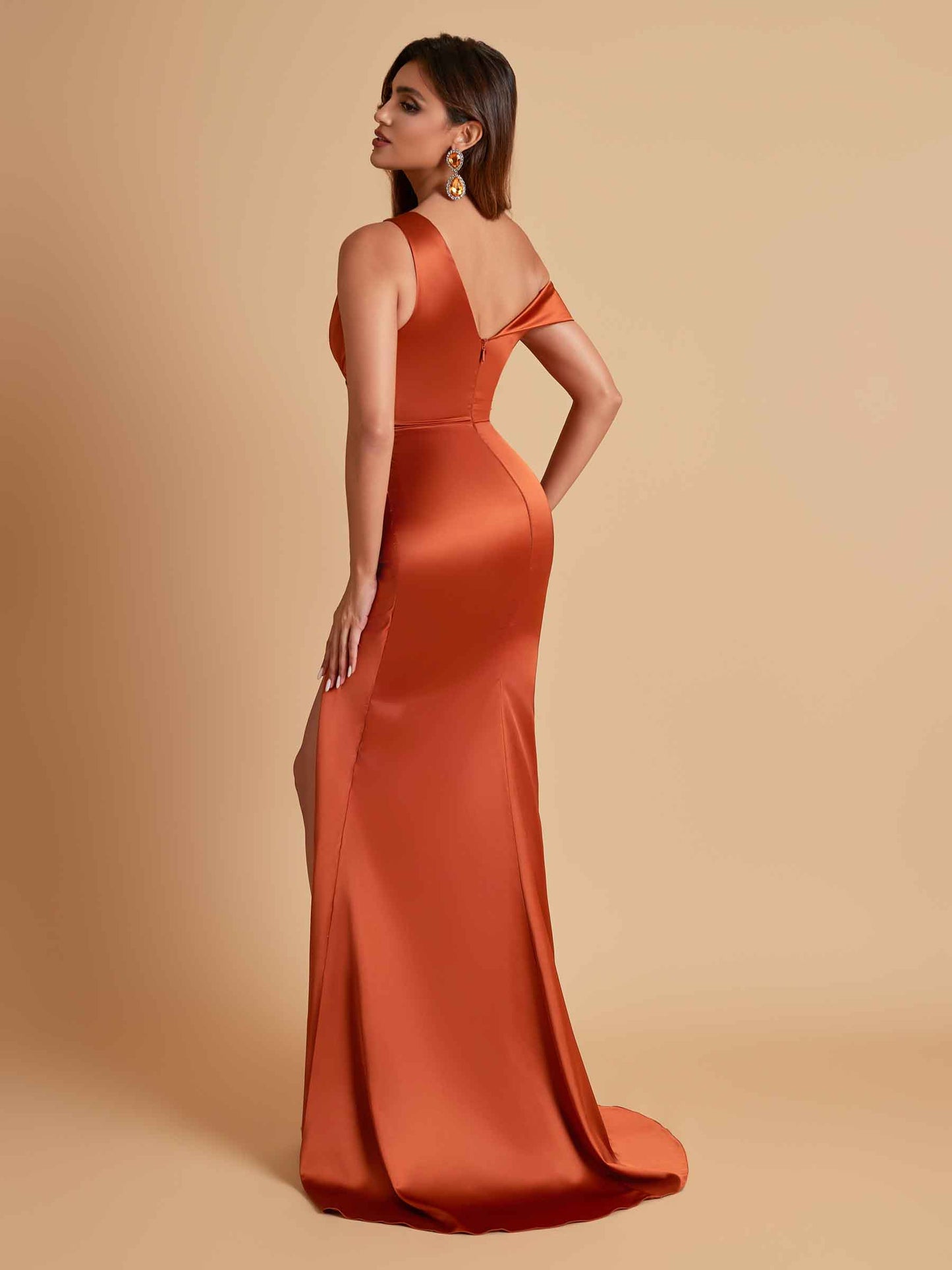 Sexy Soft Satin Mermaid V-neck Floor-Length Mermaid Bridesmaid Dresses