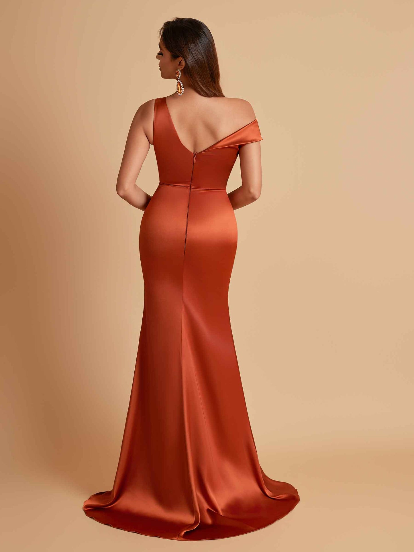 Sexy Soft Satin Mermaid V-neck Floor-Length Mermaid Bridesmaid Dresses