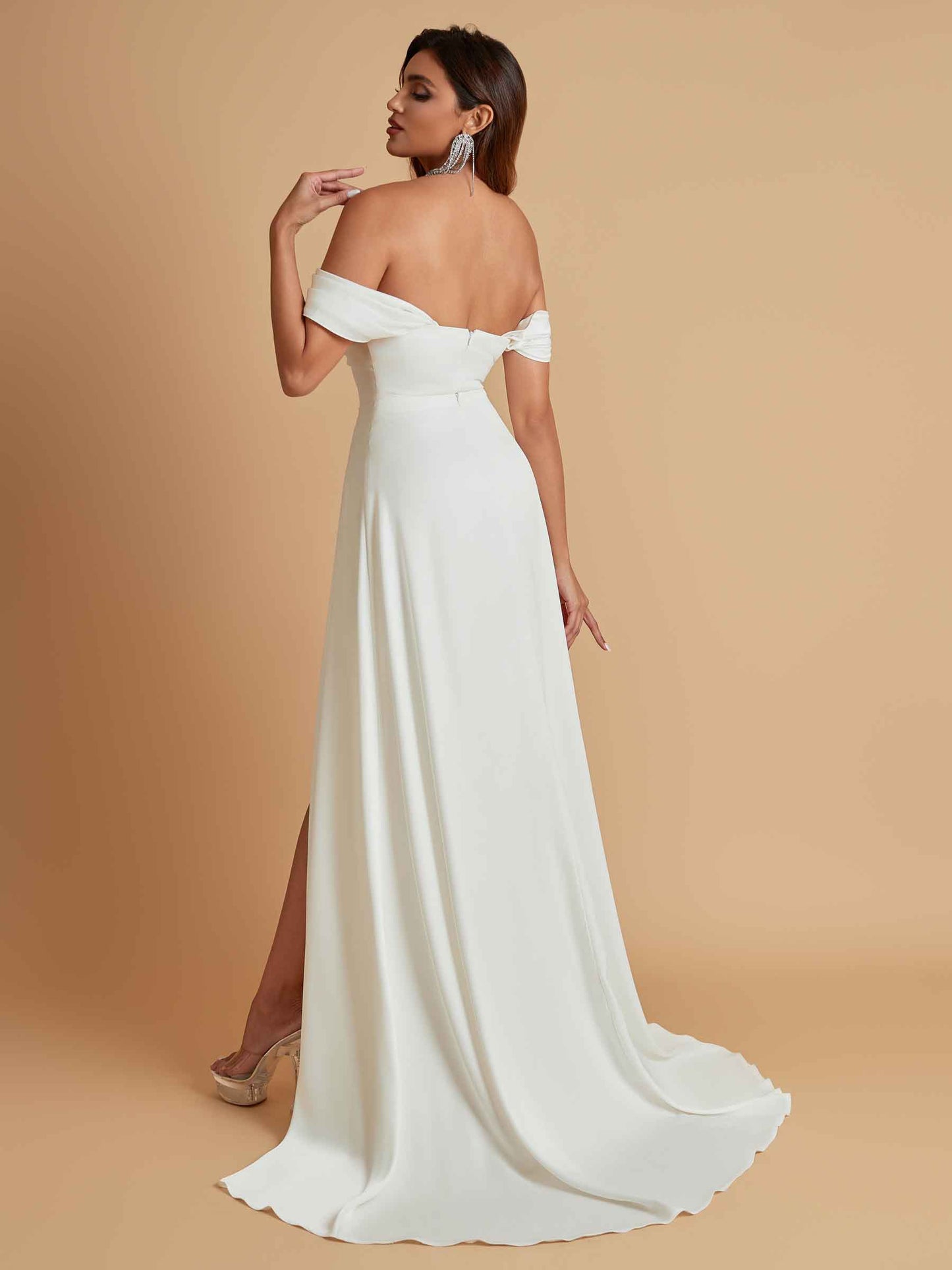 Sexy Soft Satin Mermaid Off Shoulder Floor-Length Mermaid Bridesmaid Dresses