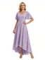 Elegant V-Neck Flutter Sleeves Floral Burnout Chiffon A-Line Formal Evening Dresses
