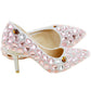 Women's Wedding Shoes Pointed Toe Crystal High Heel Decorative Heel Bridal Shoes,H34