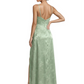 Elegant Jacquard Satin Spaghetti Straps Mermaid Long Formal Evening Dresses