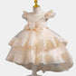Luxury Princess Flower Girls Dress with Train Cute Gown for Wedding Kids Tutu Dresses
