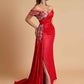 Elegant Soft Satin Mermaid Off Shoulder Floor-Length Mermaid Bridesmaid Dresses