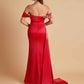 Elegant Soft Satin Mermaid Off Shoulder Floor-Length Mermaid Bridesmaid Dresses