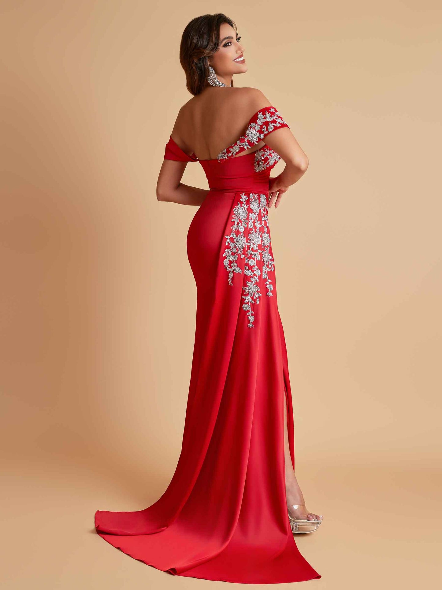 Elegant Soft Satin Mermaid Off Shoulder Floor-Length Mermaid Bridesmaid Dresses