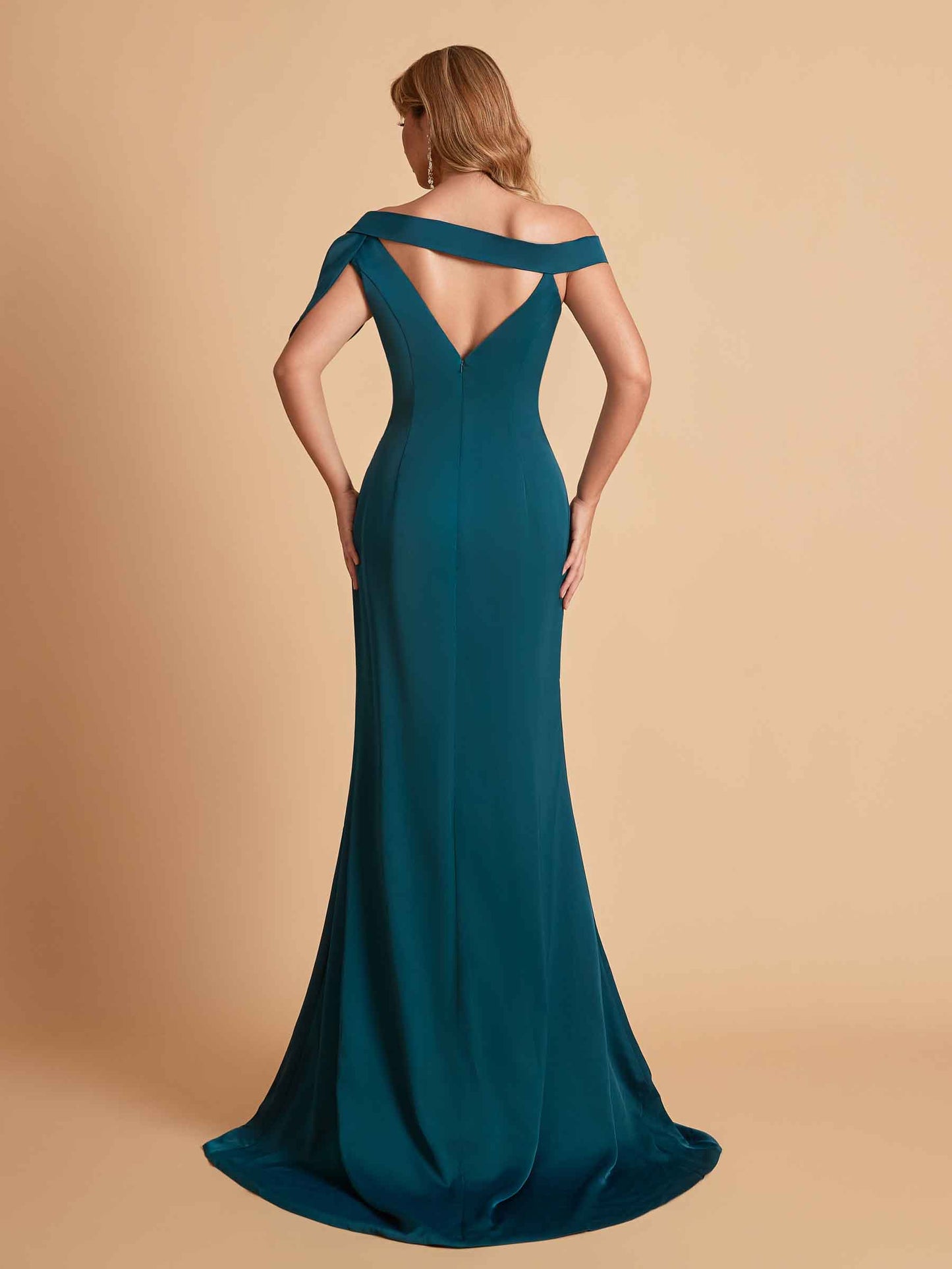 Sexy Soft Satin Unique V-Neck Side Slit Floor-Length Mermaid Bridesmaid Dresses Online