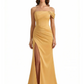 Sexy One Shoulder Ruched Side Slit Mermaid Silky Satin Long Formal Evening Dresses