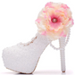 Women's Wedding Shoes Lace Shoes Beaded Flower Shoes High Heel Bridal Shoes,H36