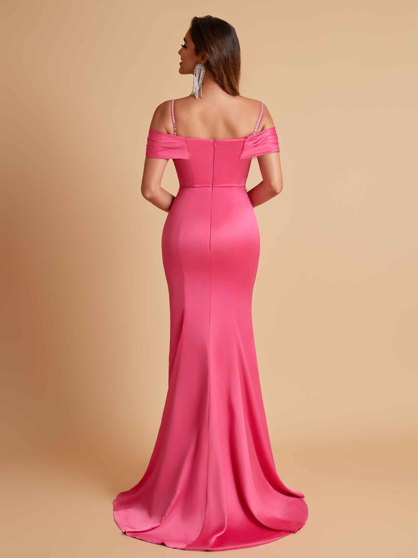 Elegant Soft Satin Mermaid Spaghetti Straps Floor-Length Mermaid Bridesmaid Dresses