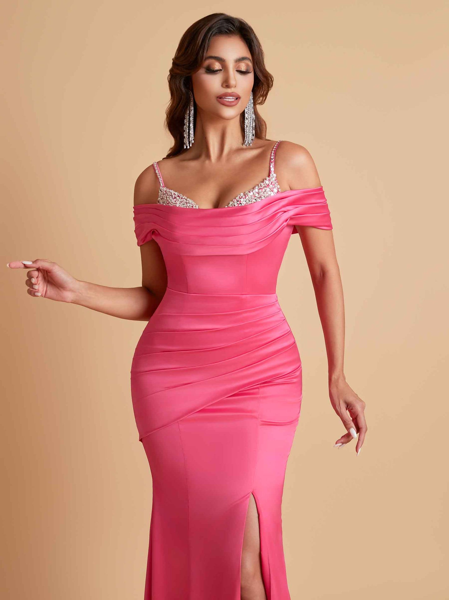 Elegant Soft Satin Mermaid Spaghetti Straps Floor-Length Mermaid Bridesmaid Dresses