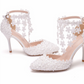 Women's Wedding Shoes Lace Shoes Ponted Toe High Heel Bridal Shoes,H38