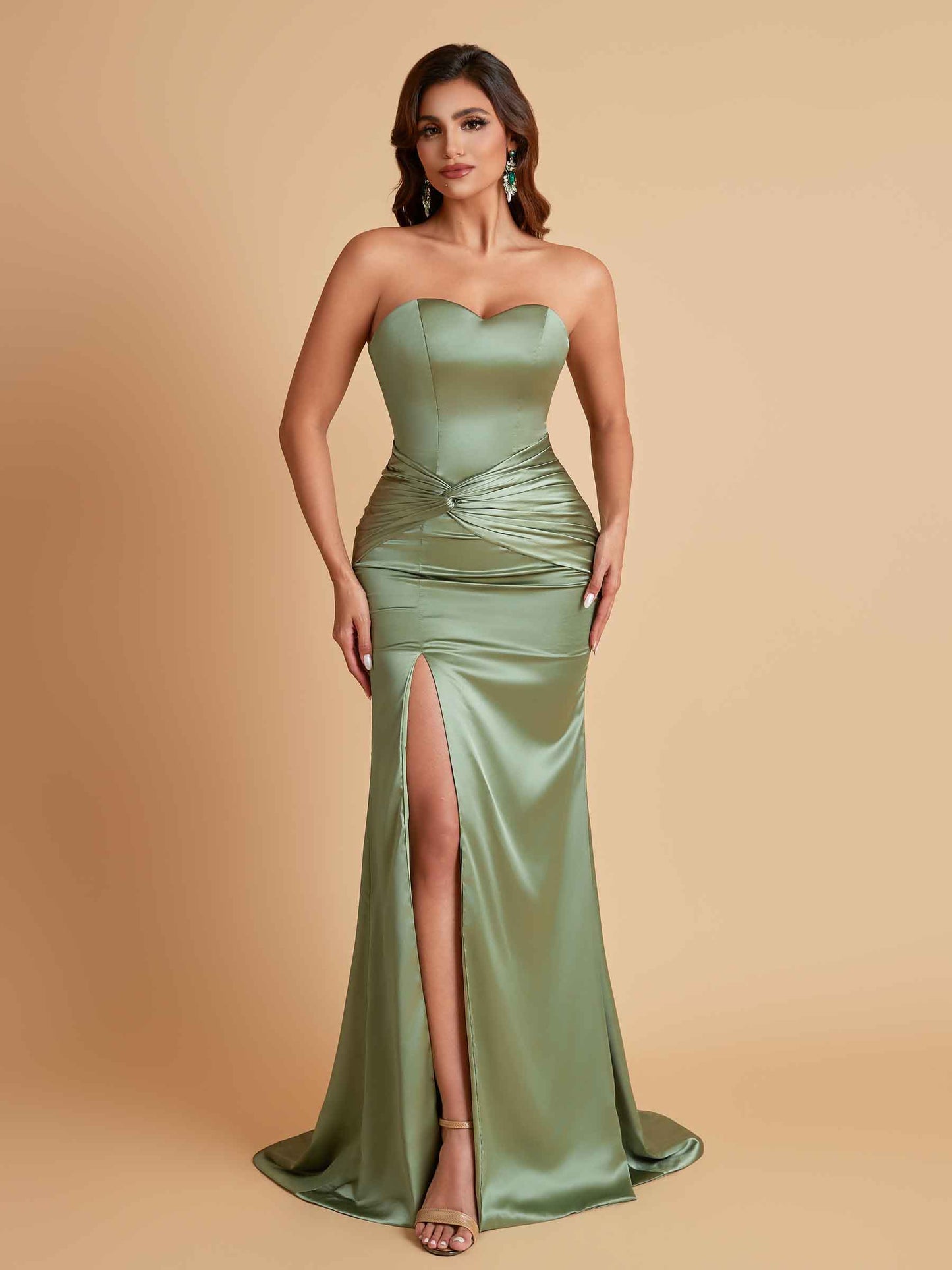 Sexy Soft Satin Mermaid Sweetheart Floor-Length Mermaid Bridesmaid Dresses