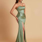 Sexy Soft Satin Mermaid Sweetheart Floor-Length Mermaid Bridesmaid Dresses